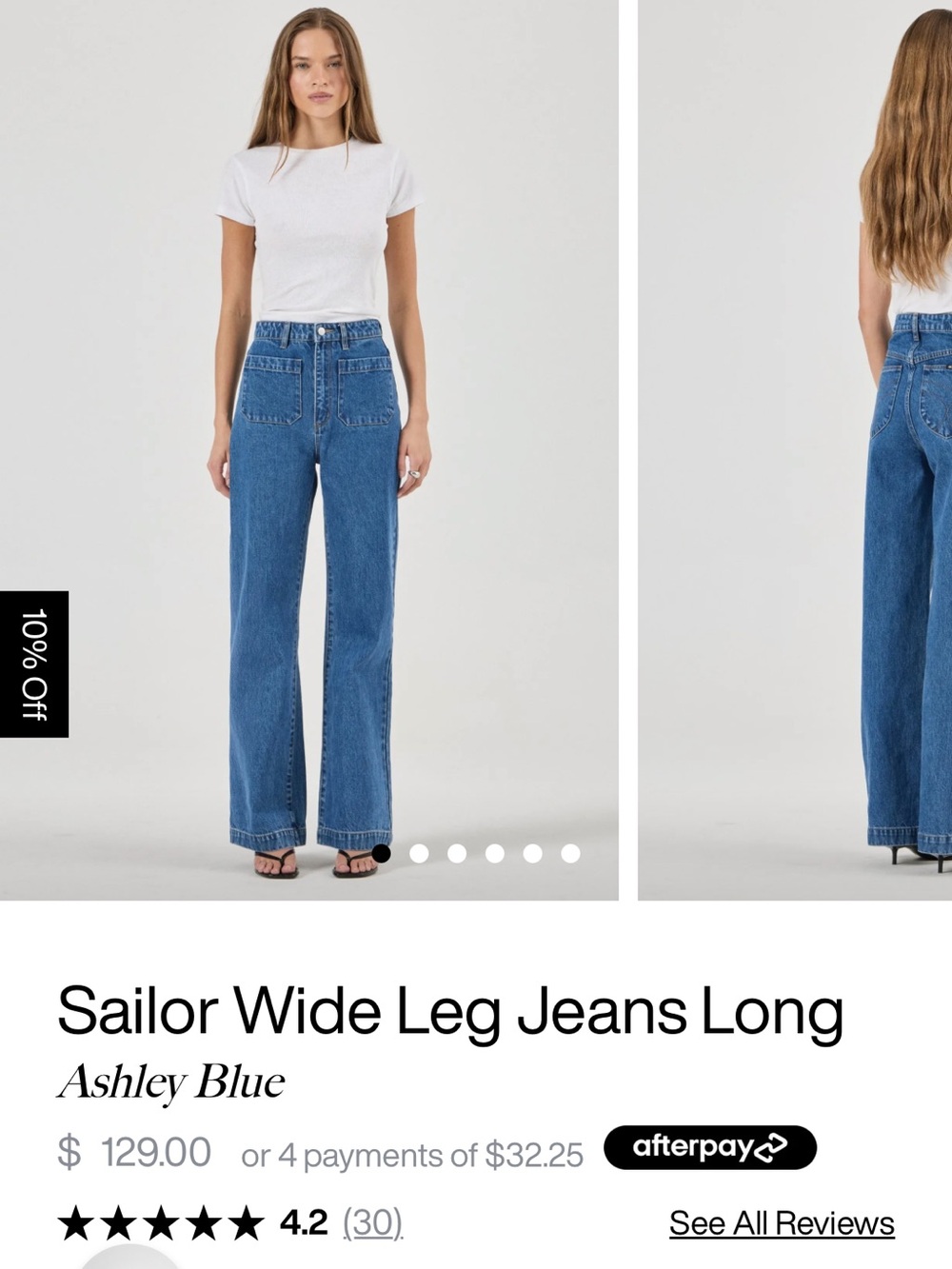 Rollas Sailor Wide Leg Jeans Long Ashley blue